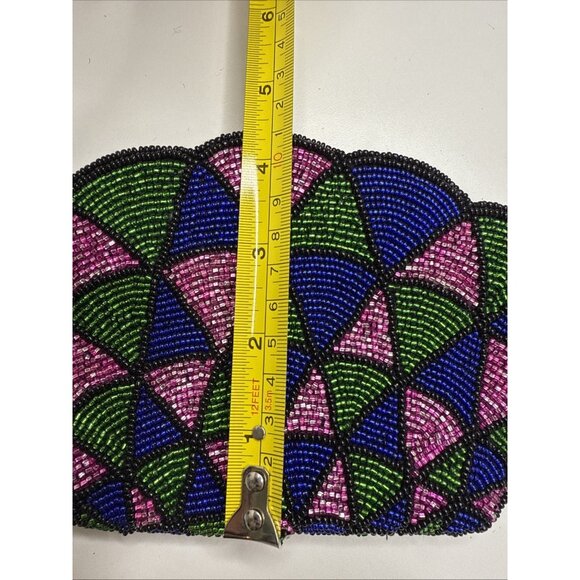 Neiman Marcus Handmade Beaded Shell Shape Clutch Evening Handbag - Picture 3 of 13